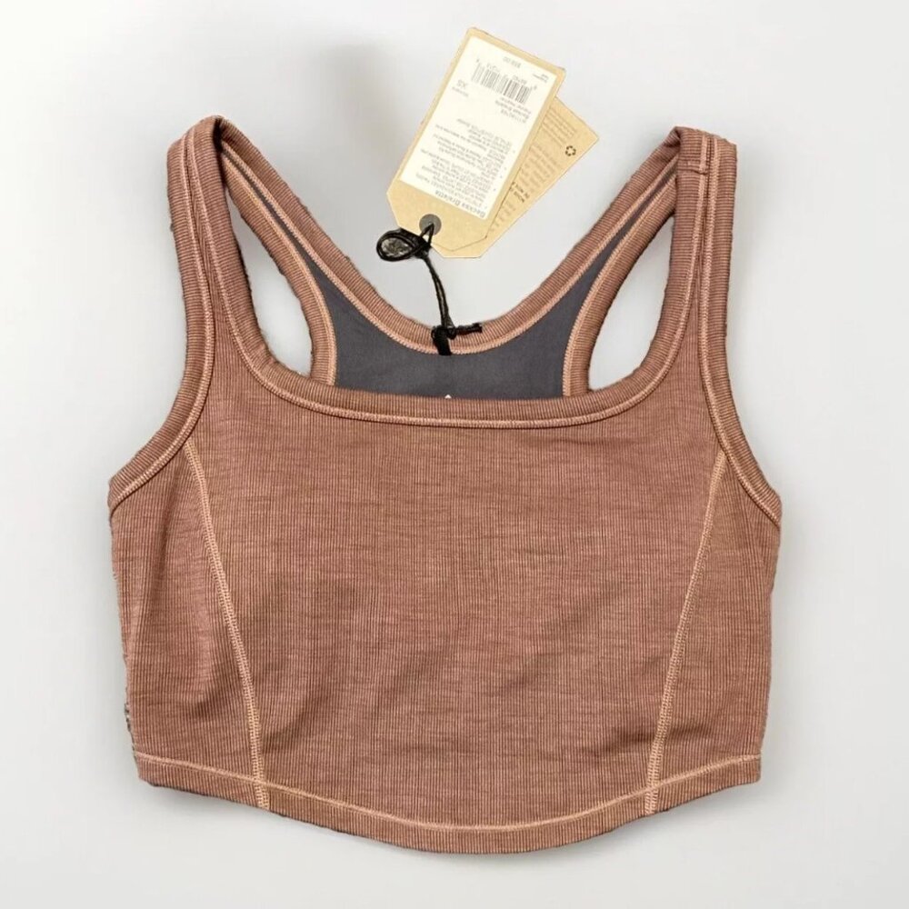 NWT prAna Activewear Women's XS Brown Flannel Heather Becksa Bralette Sports Bra